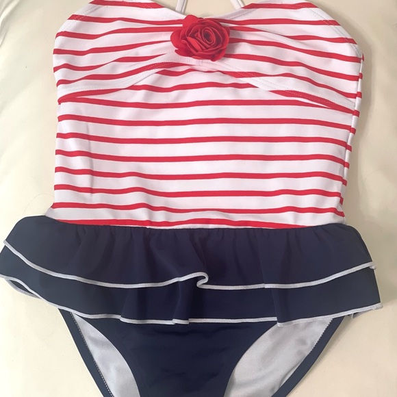 Janie and Jack Recycled Striped Americana Swimsuit - Picture 6 of 9